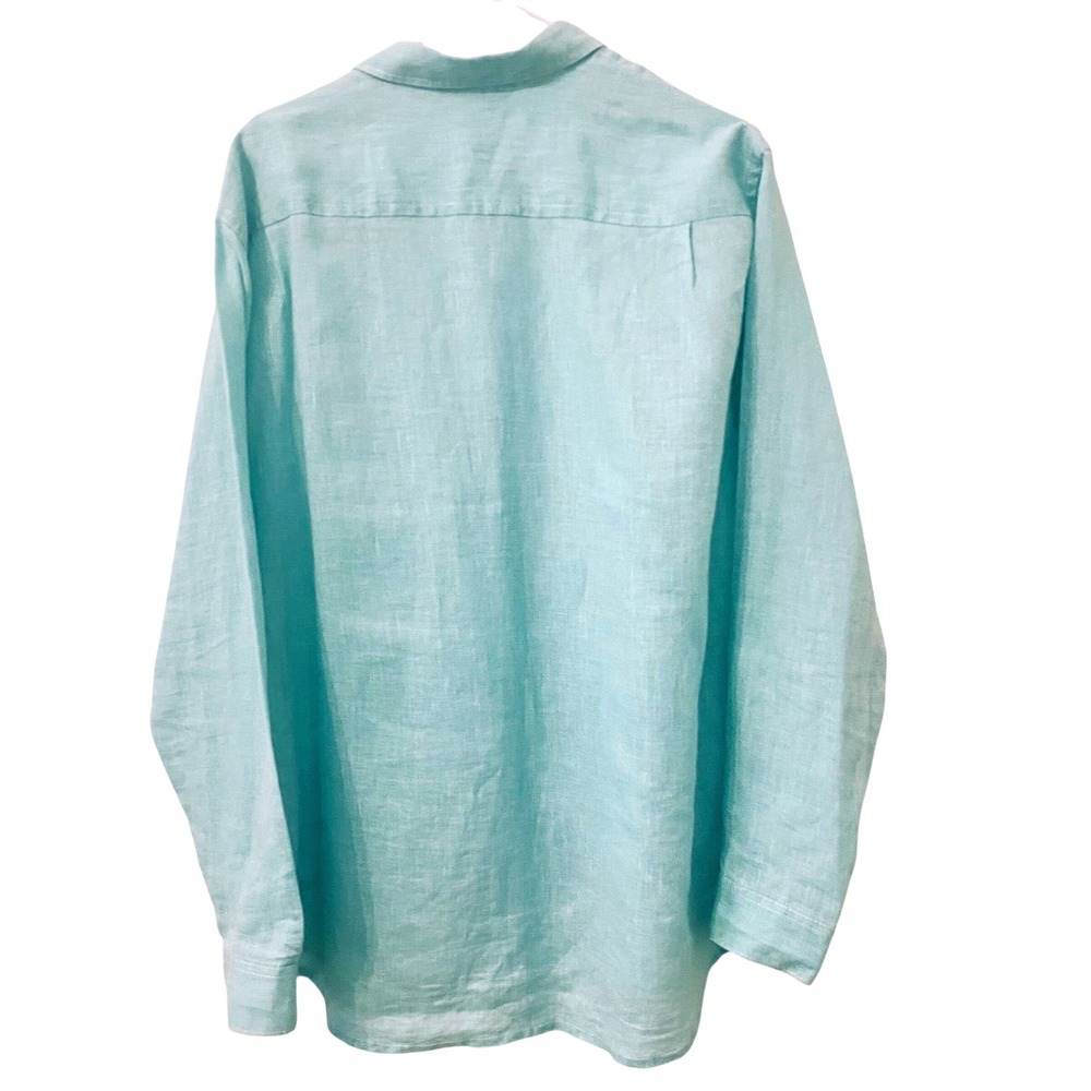 Tommy Bahama Relax Mens Large 100% Linen Shirt Aqua Blue Button Up, Beach Summer - Picture 2 of 12